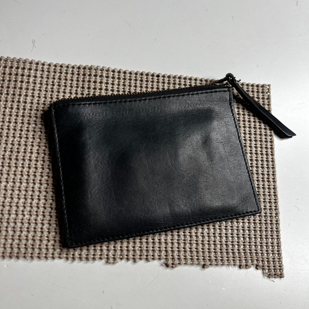 Madewell Small Black Leather Zip Pouch Wallet with Card Slots